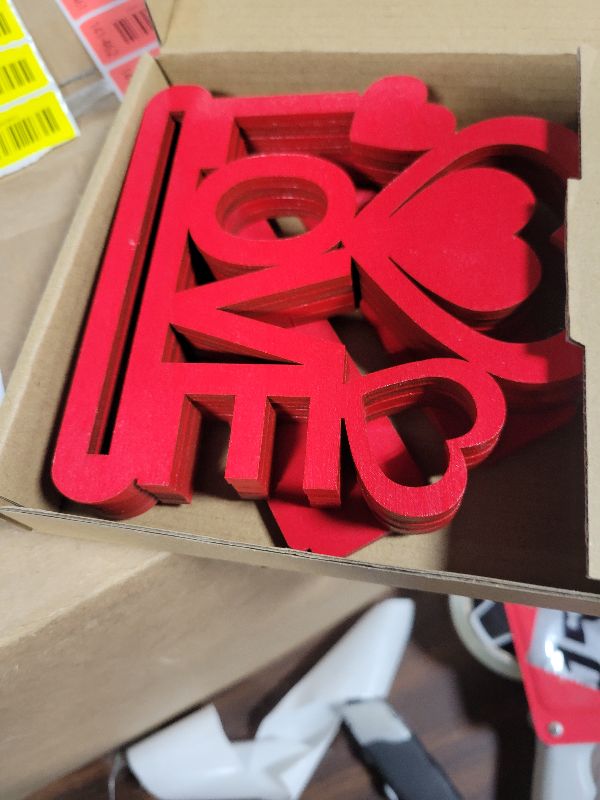 Photo 1 of 2 Pack Valentine Napkin Holder for Table - Red Wooden LOVE Heart Napkin Stand - Rustic Valentines Day Napkin Holder Kitchen Decor for Home, Wedding, Restaurant, Party (5.7 x 5.6 Inch)