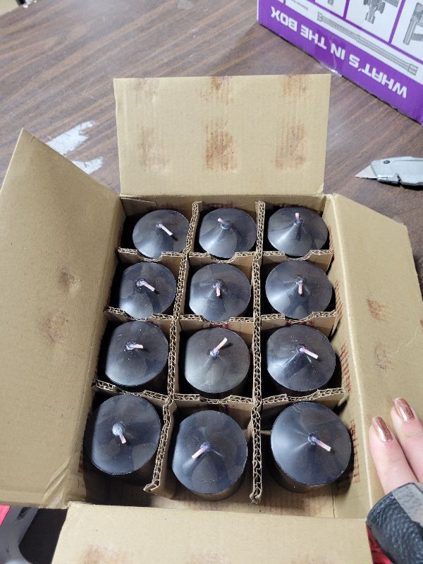 Photo 1 of 12 Pack 2x3 Hand Poured Black Dripless Pillar Candles, Soy Candles, Non-Toxic, Unscented, Smokeless, for Power Outages & Emergency