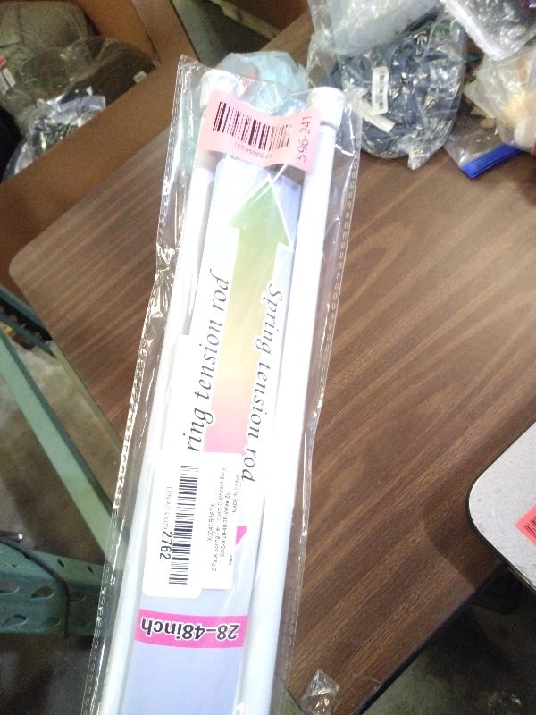 Photo 1 of 2 Pack Spring Tension Rods 28-48 Inches,5/8" Diameter White Spring Loaded Curtain Rods,Adjustable Small Short Tension Curtain Rod for Windows,Kitchen, Doorway,Bathroom,Cupboard Bars