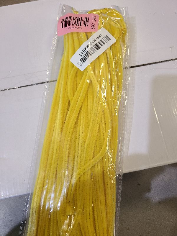 Photo 1 of 100 Pieces Yellow Pipe Cleaners, Pipe Cleaners for Crafts DIY Arts Crafts Home Decorations Chenille Stem (Yellow)