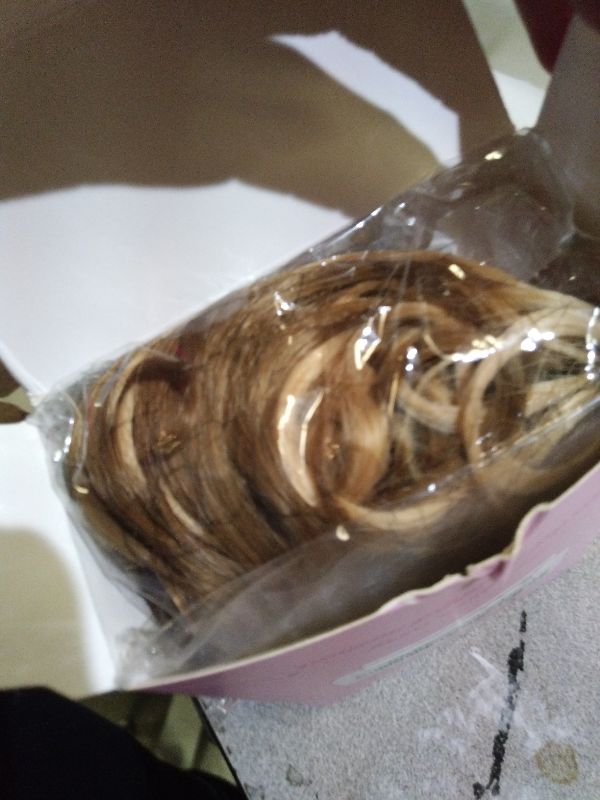 Photo 1 of 12 Inch Blonde Ponytail Extension - Curly Pony Tails Hair Extensions, Claw Clip Ponytail Extension, Synthetic Clip in Ponytail Hair Extensions (Color: Dark Blonde with Beige Blonde Highlights)