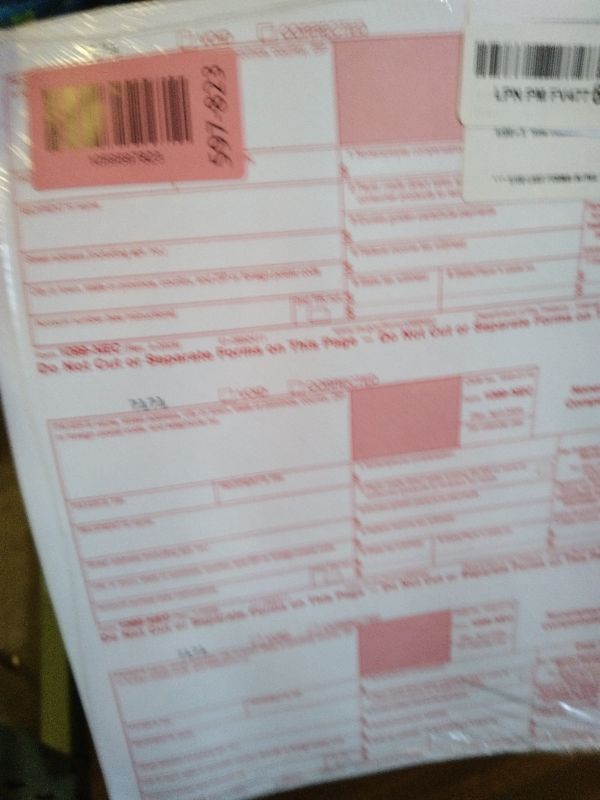 Photo 1 of 1099 NEC Forms 2025, 50 Pack 3 Part Laser Tax Forms Kit Pack of Federal/State Copy's, 1096's. Great for QuickBooks and Accounting Software, 2025, 1099-NEC 50 Pack