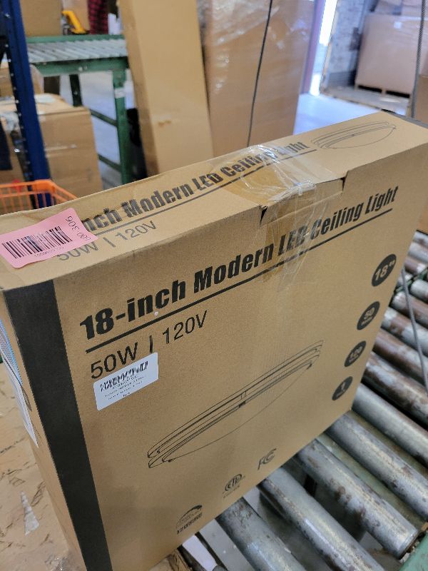 Photo 1 of 18inch LED Flush Mount Ceiling Light, 50W 5600lm Bright Dimmable LED Ceiling Light Fixture, 2700K-6500K Adjusted, Modern Kitchen Light Fixture Ceiling for Living Room Bedroom, Matte Black, 1-Pack