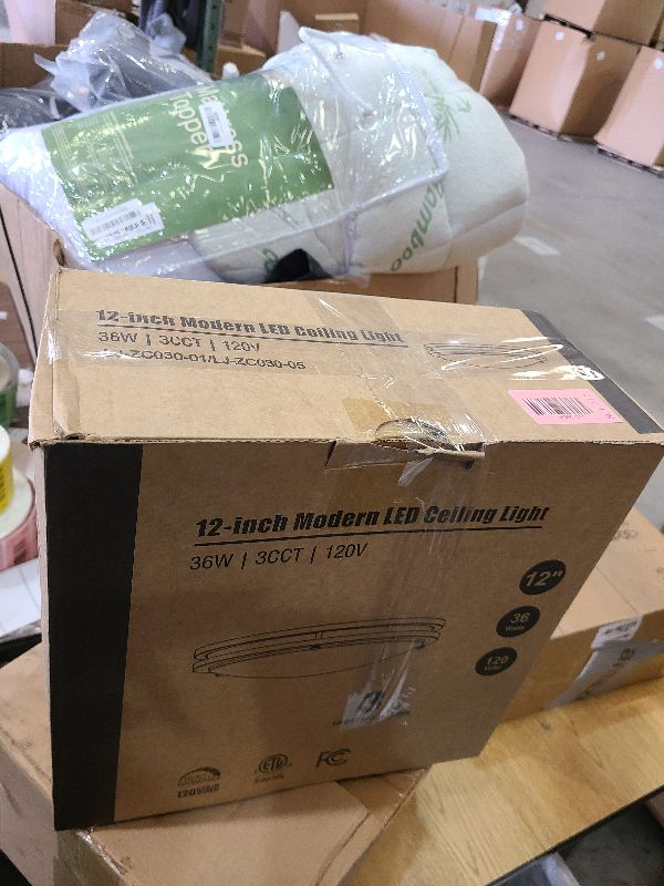 Photo 1 of 2-Pack 36W LED Ceiling Light Fixture (450W Equiv), 12IN Modern Flush Mount Ceiling Lights, Dimmable Ceiling Lamps Super Bright 3200LM, 3000K/4000K/5000K Adjustable for Bedroom Kitchen Bathroom Hallway