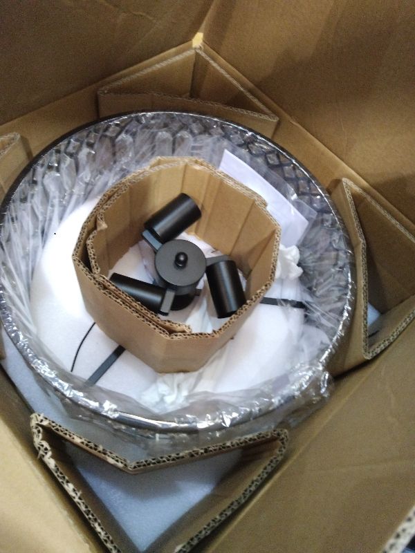 Photo 1 of 16" Black Crystal Ceiling Light, 3-Light Modern Semi Flush Mount Ceiling Light Fixture, Round Crystal Chandelier for Dining Room Bedroom Living Room Kitchen Hallway, E26 Sockets