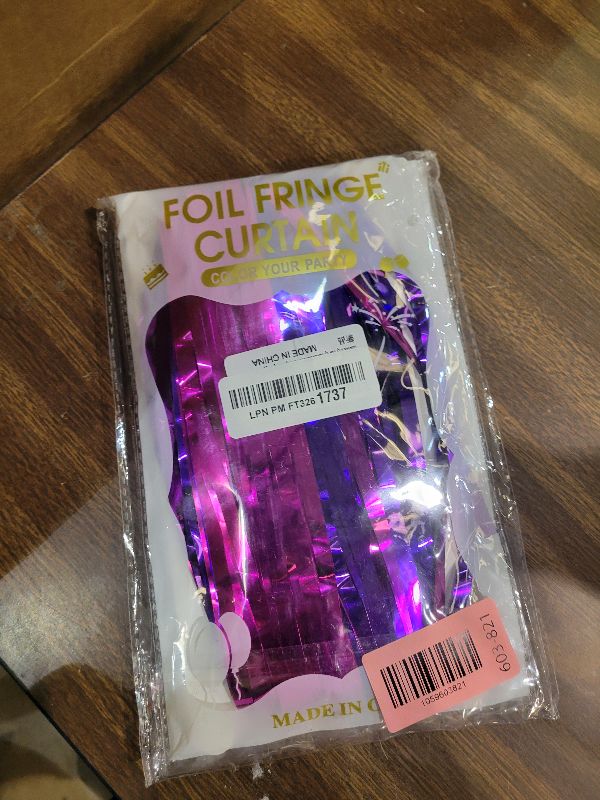 Photo 1 of 2 Pack Purple Pink Foil Fringe Curtains Streamers Backdrop for Music Themed Party Decorations, Girls Butterfly Birthday Party Decorations Supplies