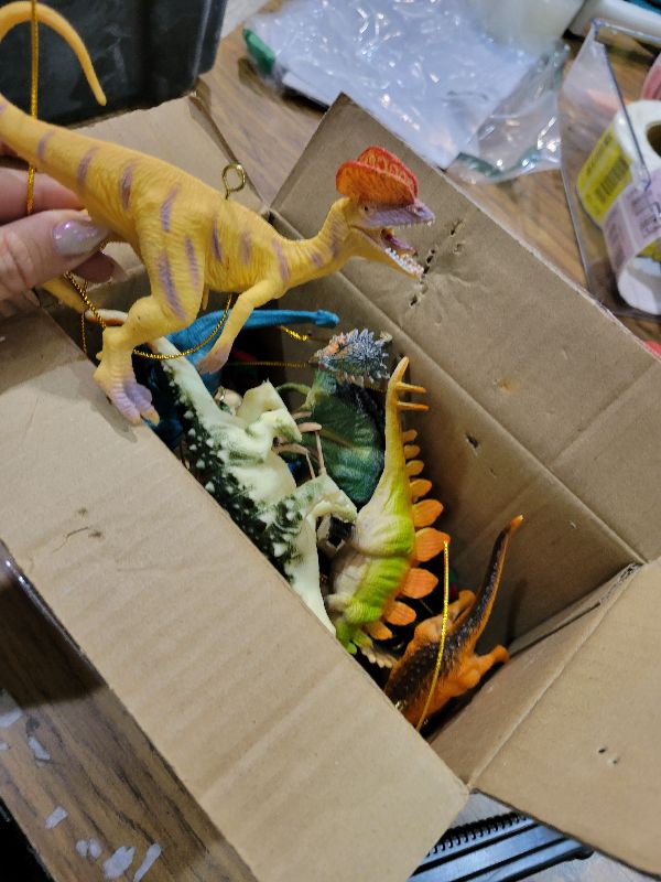View 2 of 12 Pieces Dinosaur Ornaments for Christmas Tree, Cute Dinosaur Christmas Decorations Set, for Christmas Dino Themed Birthday Party