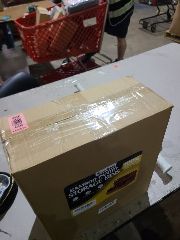 Photo 1 of [Upgraded] 2-tier Stackable Bamboo Pantry Storage Bins, Potato and Onion Storage Baskets with Handles, Removable Divider, Pantry Organizer Holder for Kitchen, Office, Cabinet, Fruit Storage (Walnut)