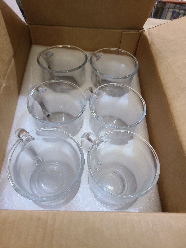 Photo 1 of 15oz/450ml Glass Coffee Mugs Clear Coffee Cups with Handles perfect for Latte, Cappuccino, Espresso Coffee, Tea and Hot Beverages, Set of 6