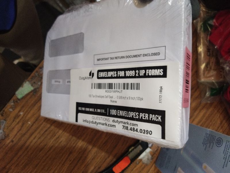 Photo 1 of 100 Tax 1099 Envelopes Self-Seal For 1099 MISC, 1099-R & DIV - INT, 1095, 1098, Double-Window Security tinded, For Quickbooks or Tax Software - 5 5/8 Inch x 9 Inch, 100 Envelopes