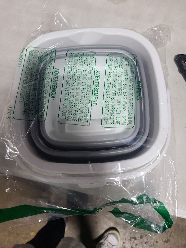 Photo 1 of 2 Pack Collapsible Buckets 5L 1.3Gallon Small Cleaning Bucket for Household Portable Plastic Bucket Outdoor Car Washing Tub Foldable Camping Beach Sand Water Pot Pail Space Saving Square Grey