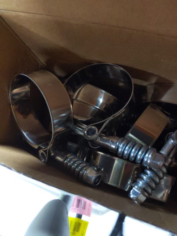 Photo 1 of 16 Pack T-bolt Hose Clamps with Reinforcement Spring 4 Sizes Stainless Steel Turbo Intake Intercooler Constant Tension Radiator Pipe Clamp Working Range 50-91mm for 1.75-3" Hose ID for Automotive