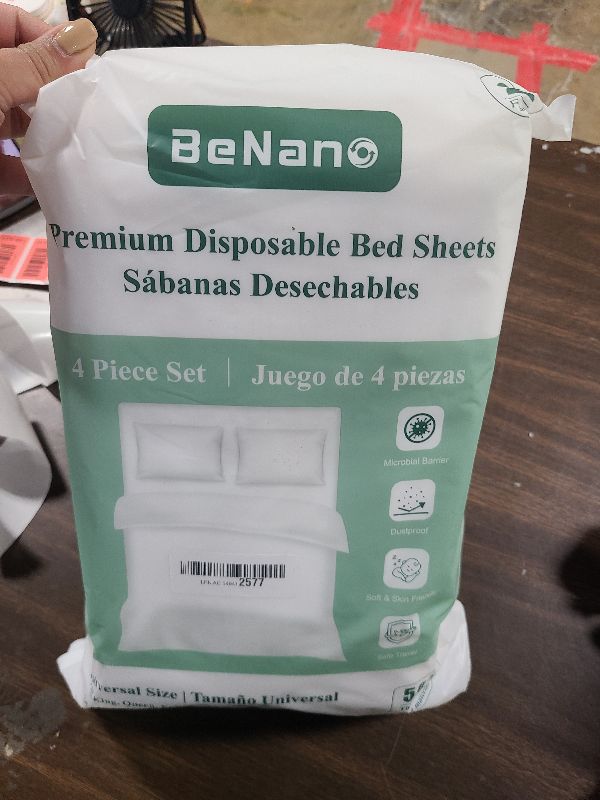 Photo 1 of (2 Pack) 4 PCS Disposable Bedding Set for Travel, Disposable Flat Sheet, Quilt Cover and Pillowcase, Universal Size Fits Twins, Full, Queen, King. for Hotel, Cruise, Travel, Spa