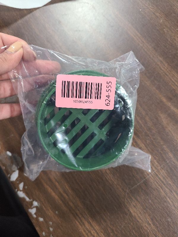 Photo 1 of (2 Pack) Calvana 4” Plastic Round Drainage Grate Cover, Fits 4” Pipes, Prevents Debris, Ideal for Lawns, Patios, and Walkways, Durable UV-Resistant Plastic, Easy Installation, Green