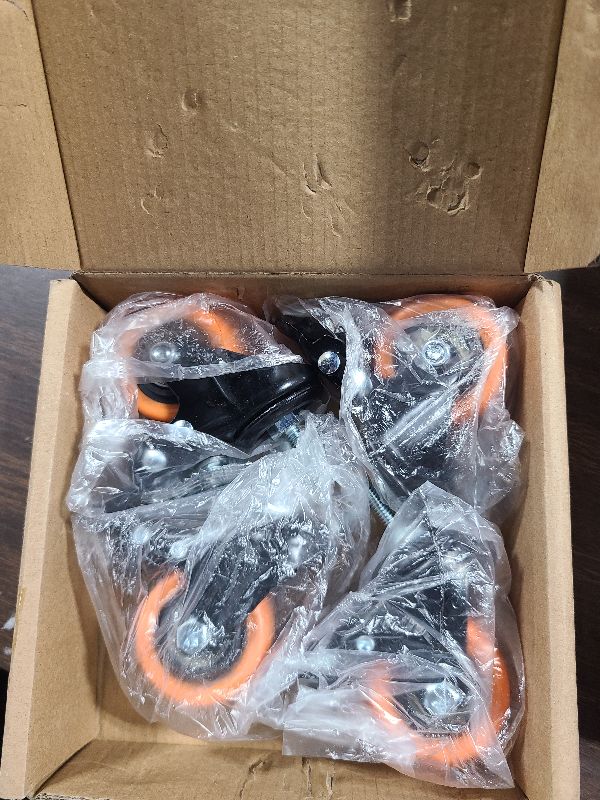 Photo 1 of 2 Inch Caster Wheels, Threaded Stem Casters Set of 4 Heavy Duty, 1/4"-20x1 (Screw Diameter 1/4", Stem Length 1"), Safety Dual Locking Industrial Castors, Wheels for Cart, Furniture