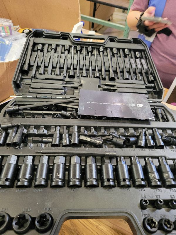 Photo 1 of 107-Piece Master Torx & Allen Bit Socket Set, S2 Steel, 1/4" 3/8" 1/2" Drive, Long Torx, Ball End Hex, Tamper-Resistant Star, E-Star Sockets, SAE & Metric (Phosphate-Black Set)
