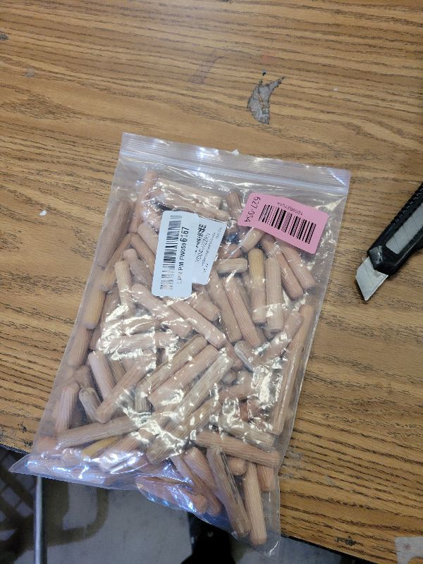 Photo 1 of 100Pcs Wooden Dowel Pins Kit 3/8x2 Inch Small Fluted Wood Dowels Pegs Hardwood Pin for Furniture Woodworking Crafts, Furniture, Door, DIY