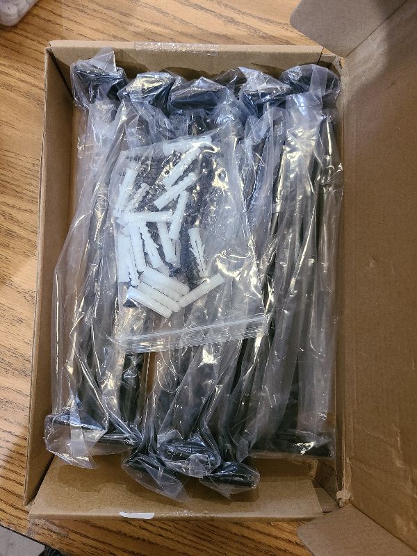 Photo 1 of 12 Pcs 8" Black Solid Steel Floating Shelf Bracket Blind Shelf Supports - Hidden Brackets for Floating Wood Shelves - Concealed Blind Shelf Support – Screws and Wall Plugs Included