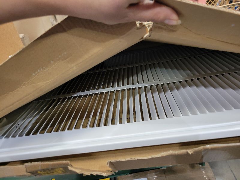 View 2 of 18x22 Return Air Vent Cover Grille for Wall or Ceiling Duct Opening - 1" Filter Compatible - Flat Stamped Face Air Filter Grill by HVAC Premium - White - Overall Size: 20.5" x 24.5"