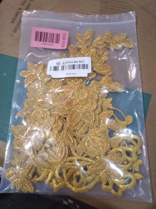 Photo 1 of 12Pcs Golden Flower Embroidery Patches Flowers Leaves Lace Sew On/Iron on Embroidered Sewing Appliques for Wedding Prom Dress Clothes Jeans DIY Craft Decor, 6 Styles