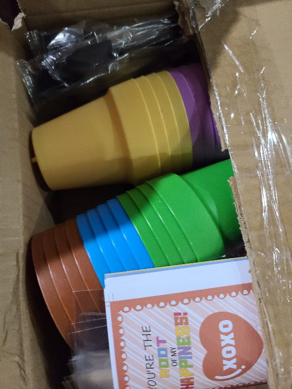 Photo 1 of 24 Set Valentines Day Cards for Kids Classroom,Nursery Pots with Humidity Dome Shovel and Seed Packet,Small Plastic Plant Pots Valentines Party Favors for Classroom Exchange (Not Included Seeds)