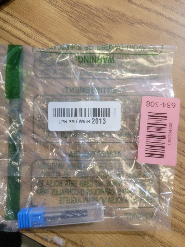 Photo 1 of 1/4" Carbide Square End Mill, HRC 45 Deg Single End 4 Flute AlTiN Coating Mill Bits