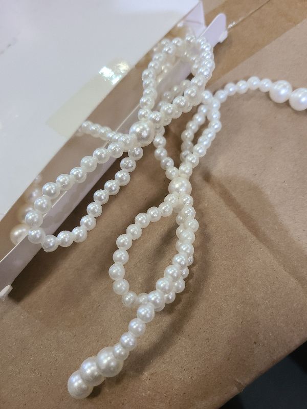 Photo 1 of 10 Pcs Pearl Bow Cake Toppers, 4.3x3.9 Inches White Pearl Beaded Cake Decorations, Large and Small Pearls, Elegant Cupcake Toppers for Weddings, Birthday, Valentines Day and Baby Shower Party Supplies