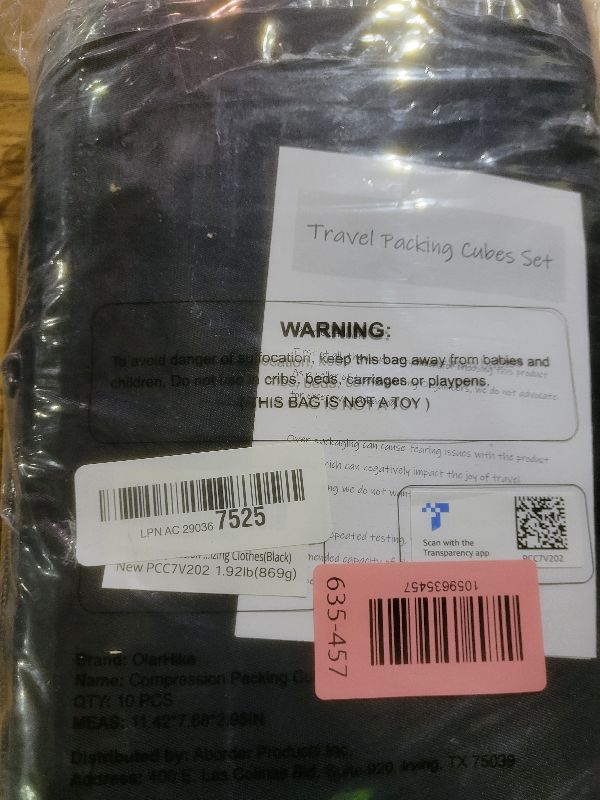 Photo 1 of 10 Set Compression Packing Cubes for Travel Essentials,Compressible Expandable Packing Cubes for Suitcase,OlarHike Luggage Organizer Bags for Travel,Handy Helper for Organizing Clothes(Black)