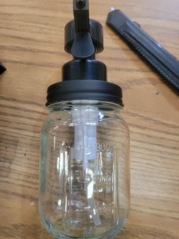 Photo 1 of 12oz Automatic Touch Sensor Liquid Glass Soap Dispenser, Hands-Free Mason Jar Soap Dispenser, Refillable Lotion Bottle for Bathroom Kitchen Countertop (Batteries Not Included)