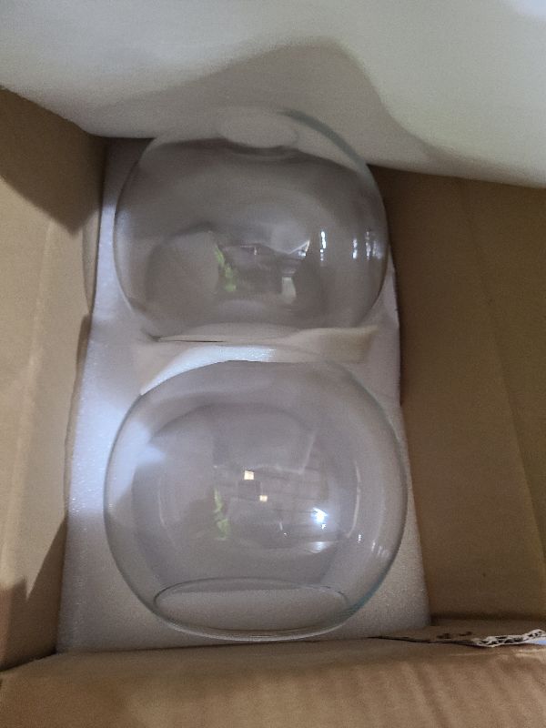 Photo 1 of 2 Pack Clear Glass Shades Globes, Glass Lamp Shade Covers Replacements, 1.65 In Fitter 5.1 In Height 5.9 In Diameter Transparent Lampshades for Light Fixtures Chandelier Wall Sconces Pendant Lights