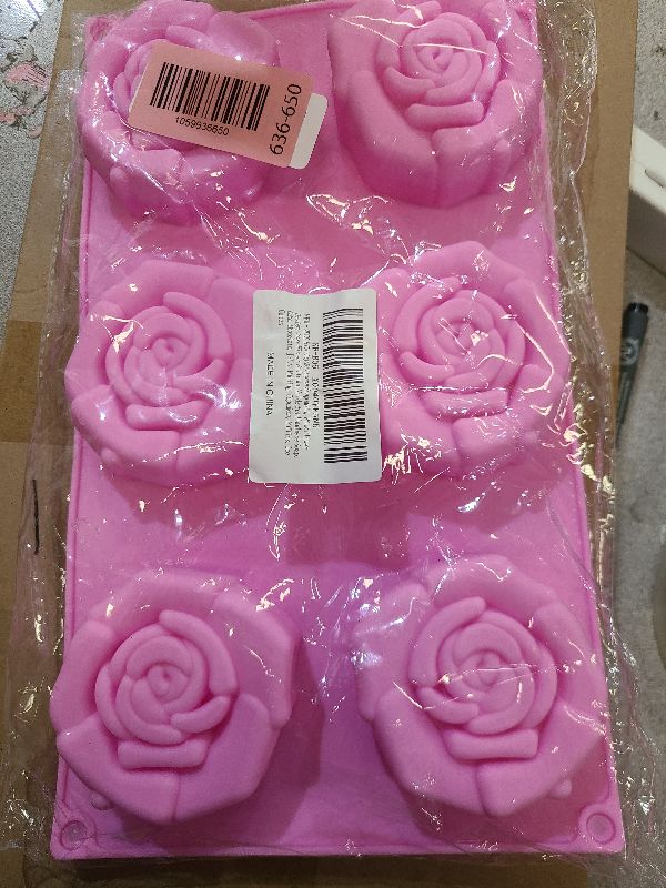 Photo 1 of 1 Pc Rose Silicone Mold, Non - Stick 6 Cavities Large Soap Mold, Reusable Flower Molds Silicone for Handmade Soap Making, Chocolate, Candy, Ice Cube, Cake Decoration, Jelly, Muffins, Easy to Clean