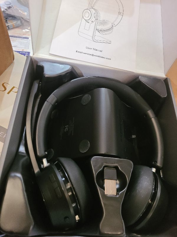 Photo 1 of (Upgraded Version) Wireless Headset, Bluetooth Headset with Noise Cancelling Microphone, Best Headphones with Mic Mute & USB Dongle for PC/Computer/Laptop/Cell Phones/Remote Work/Call Center