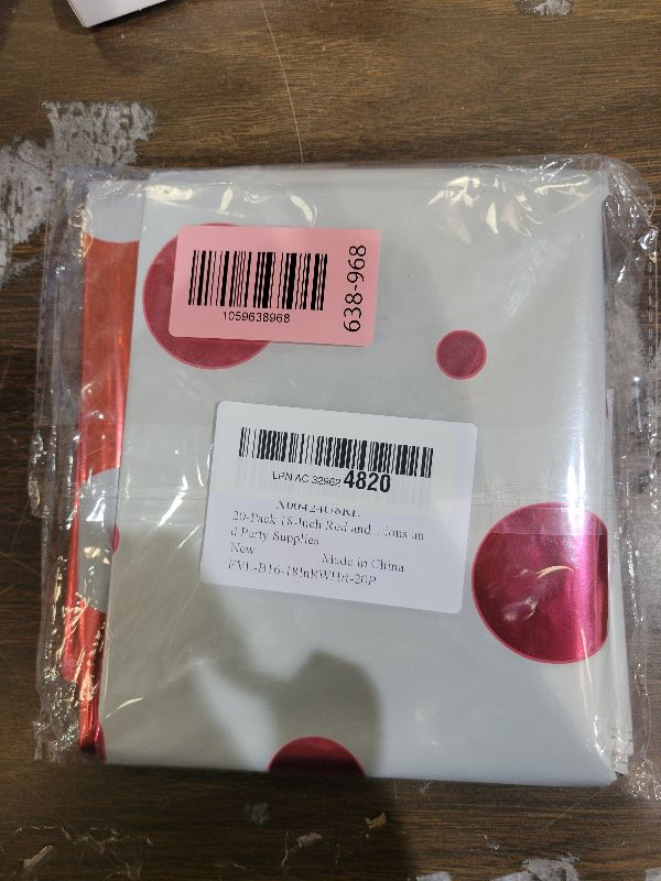 Photo 1 of 20-Pack 18-Inch Red and White Polka Dot Heart Balloons - Large Foil Mylar Balloon Set for Valentine's Day, Wedding, Engagement, Anniversary, and Bridal Shower Decorations and Party Supplies