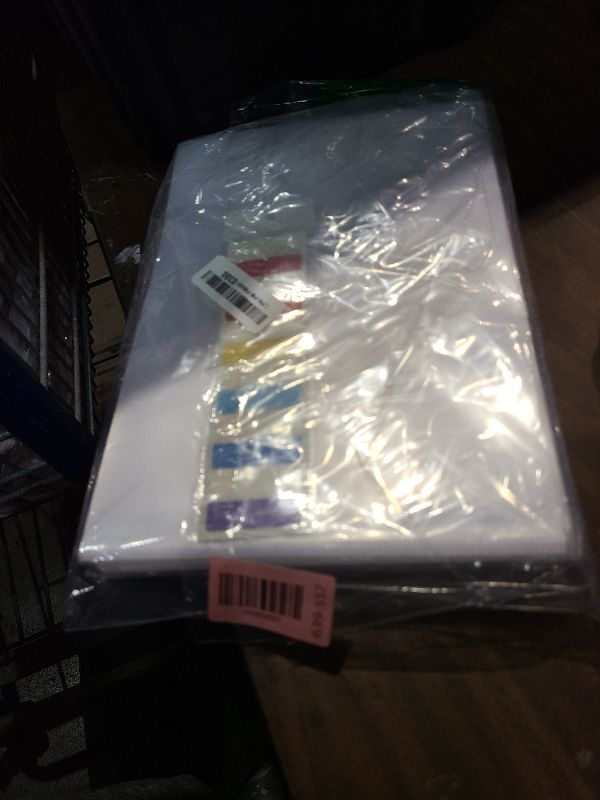 Photo 1 of 100 Pack Plastic Clear Document Folders, Clear Folders for Documents, L-Type Folder Copy Safe Project Pockets, A4 Paper Sleeves Folder in Transparent with 60 Pieces Index Tabs for Office