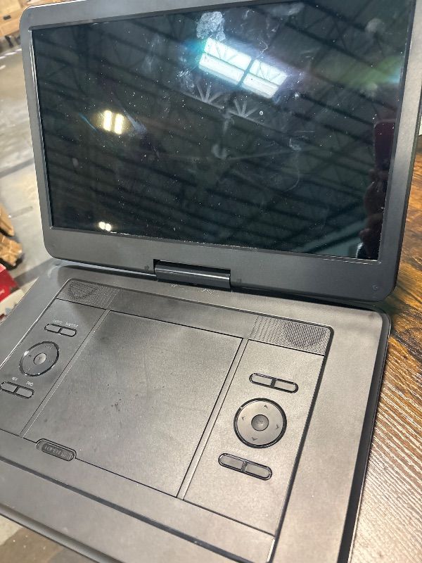 Photo 1 of **SCREEN IS DAMAGED**
YOTON 17.5" Portable DVD Player with 15.6" HD Swivel Screen for Car and Kids, 4-6 Hours Working Time with Built-in Battery, Dual Stereo Speakers, USB/SD/AV/Audio/Gamepad Support [Not Support Blu-Ray]