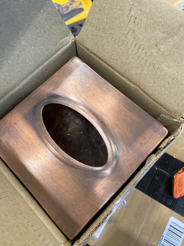 Photo 1 of ***DIFFERENT DESIGN*** Monarch Abode Tissue Box Cover Square – Hand Hammered Antique Copper Metal Tissue Holder Box for Bathroom Accessory, Aesthetic Decorative Facial Napkin Cube for Modern Home Decor
