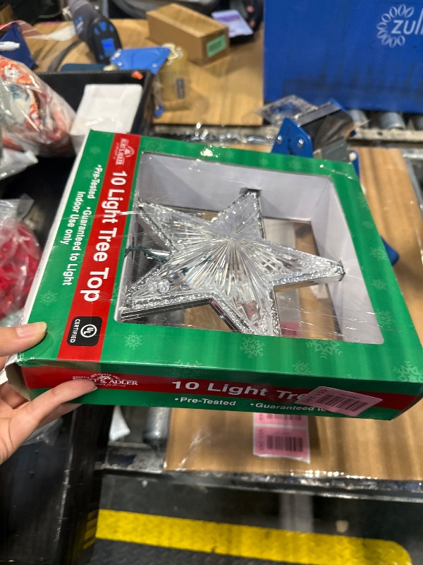 Photo 1 of 10.5" Lighted Silver Star Christmas Tree Topper - Clear Lights