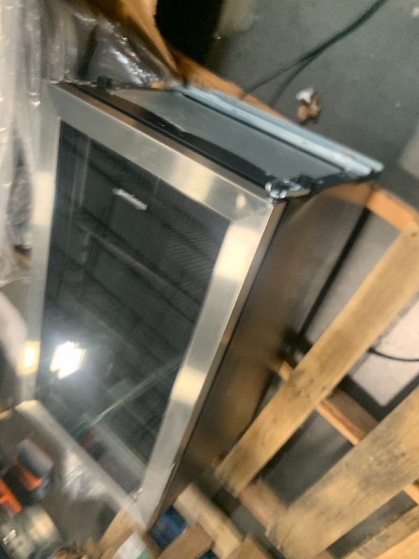 Photo 1 of ***FOR PARTS ONLY - MISSING PIECES/ NON FUNCTIONAL - AS IS NO RETURNS SALE FINAL*** Honeywell Beverage Refrigerator and Cooler, 116 Can Mini Fridge with Glass Door for Soda Beer or Wine for Office or Bar with Adjustable Removable Shelving, Commercial Grad