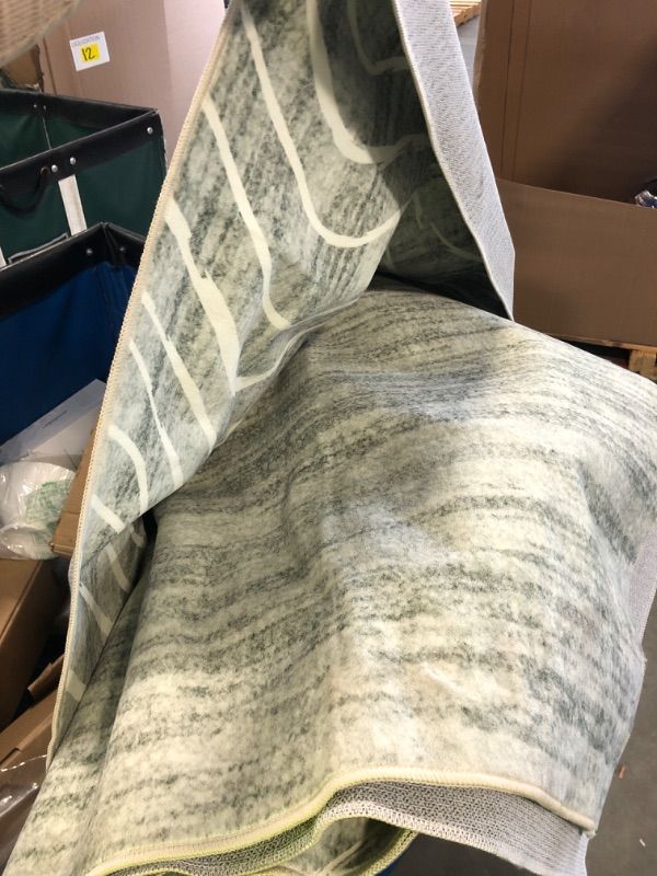 Photo 1 of !!FINAL SALE!!!LIVEBOX 8x10 Modern Area Rugs for Living Room, Abstract Non-Slip Washable Rugs, Minimalist Wave Striped Neutral Boys Girl Nursery Area Rug for Bedroom, Carpet for Playroom Office(Sage Green,8'x10')