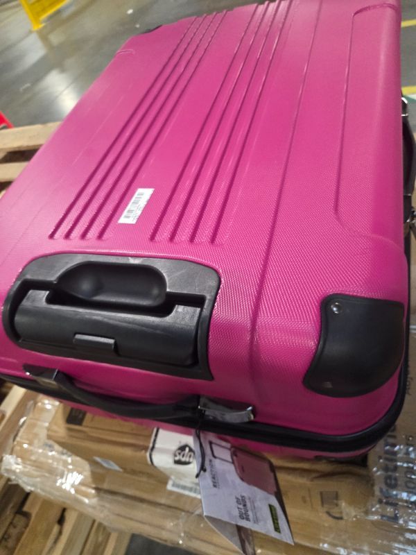 View 4 of ***MISSING WHEEL*** Kenneth Cole REACTION Out of Bounds Lightweight Hardshell 4-Wheel Spinner Luggage, Magenta, 28-Inch Checked