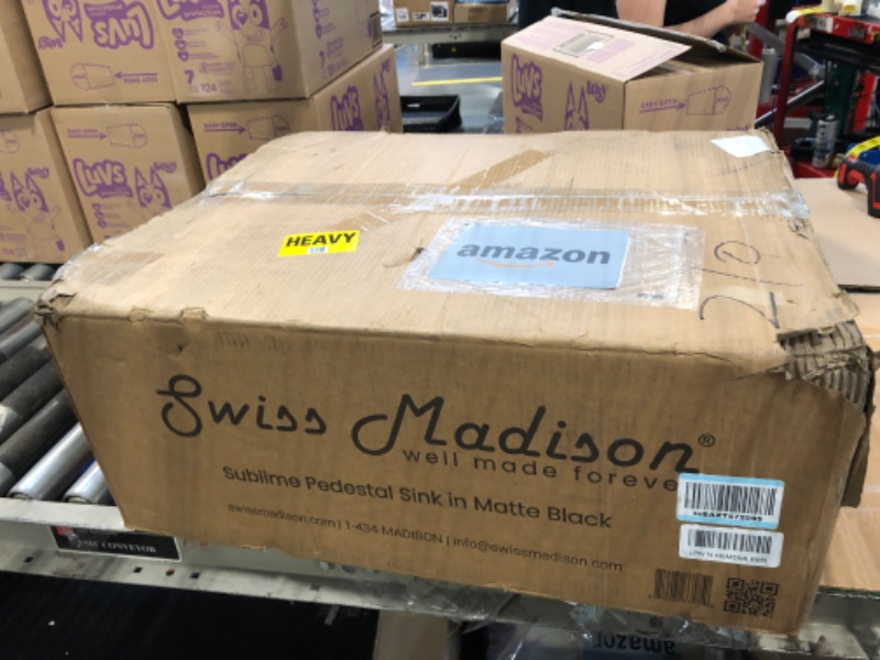 Photo 1 of ****VIEW COMMENTS****
Sublime Square Two-Piece Ceramic Pedestal Bathroom Sink in Matte Black with Overflow, Single Faucet Hole, Standard 1.75 in Drain