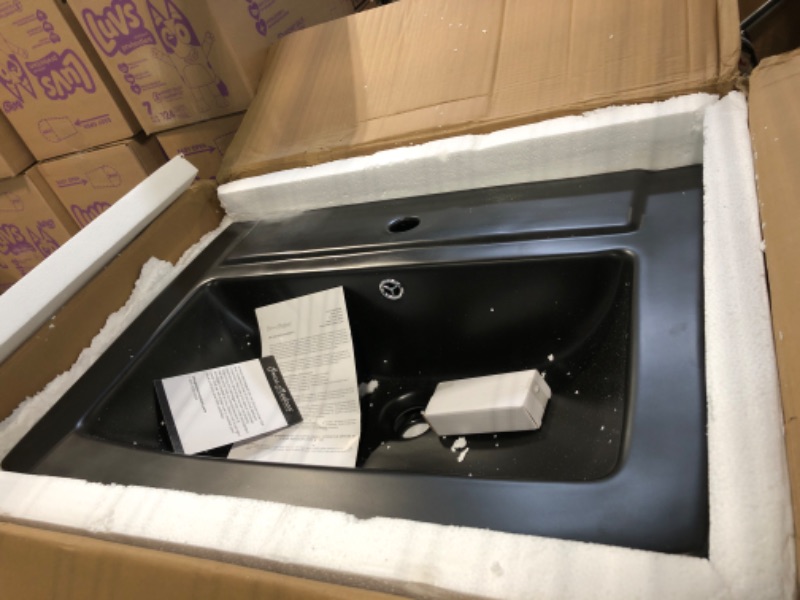 Photo 1 of ****VIEW COMMENTS****
Sublime Square Two-Piece Ceramic Pedestal Bathroom Sink in Matte Black with Overflow, Single Faucet Hole, Standard 1.75 in Drain