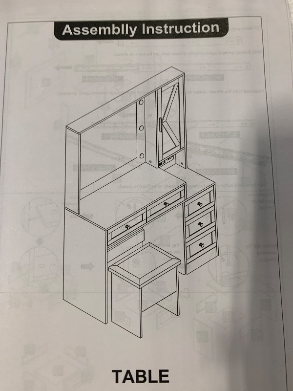 Photo 1 of ****SIMILAR ITEM*** ONLY PARTS**** MSmask Farmhouse Vanity Desk with Mirror and Lights, 41" Sliding Door Makeup Vanity with Charging Station, Large Vanity Table with Drawers/Shelves/Cabinet Storage, Antique White

AS IS  ALL SALES  FINAL NO RETURNS
