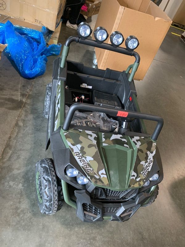Photo 1 of ****final sale no refund no return**** ELEMARA 2 Seater 24V Ride on Toys for Big Kids,XL Ride on Car with Remote Control,Max Capacity 130lbs Battery Powered Kids car,5 Mph Max,4-Wheeler Suspension,Bluetooth,Rainbowlight*4,Green