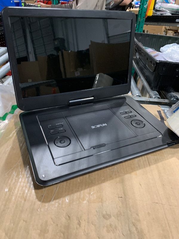 Photo 1 of ** UNKNOWN FUNCTIONALITY/ NO CHARGER***17.5" Portable DVD Player with 15.6" Large HD Screen, 6 Hours Rechargeable Battery, Support USB/SD Card/Sync TV and Multiple Disc Formats, High Volume Speaker, Black