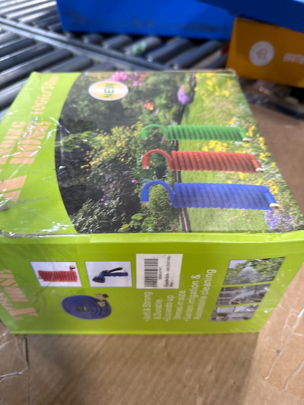 Photo 1 of **MAJOR DAMAGE**
Flexi Hose Expandable Garden Hose with 8 Function Nozzle, 100FT - Lightweight Retractable Garden Hose, Water Hose - No-Kink Flexibility, 3/4 Inch Solid Brass Fittings and Double Latex Core