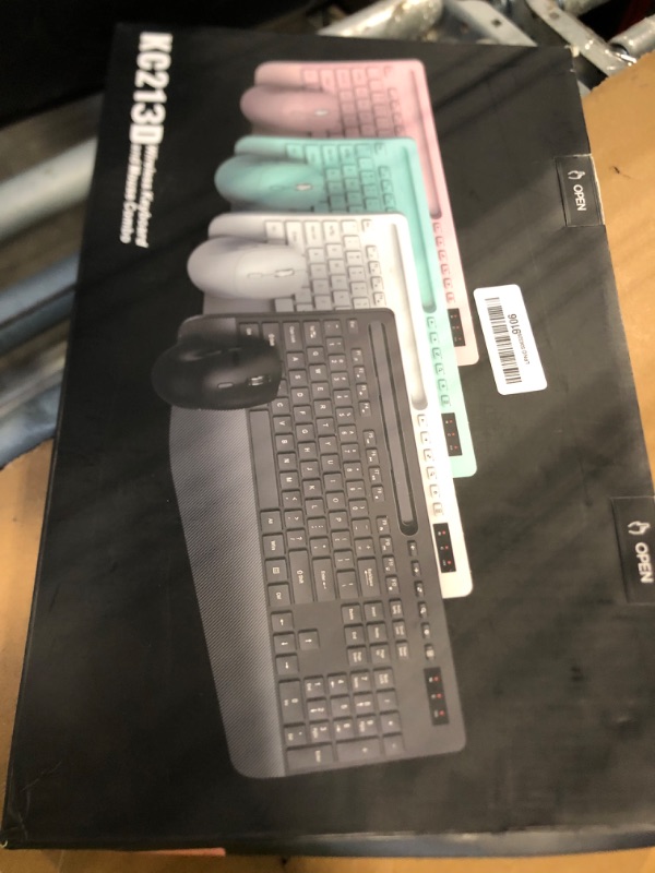 Photo 1 of ***SEE NOTES*** SABLUTE Wireless Keyboard and Mouse Combo - Full Size Ergonomic Wrist Rest, Silent Typing, Phone Holder, 2.4 GHz, 3 Level DPI, Batteries Powered, Compatible with PC, Laptop, Windows, macOS