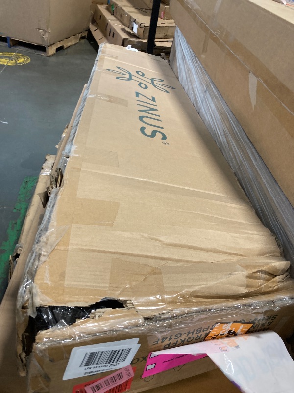 Photo 1 of ***POSSIBLE MISSING PARTS***Zinus Suzanne Bamboo and Metal Platform Bed Frame, 7-Inch Low Profile, Solid Steel Construction, No Box Spring Needed, Wood Slat Support, Easy Assembly, Grey Wash, Full***POSSIBLE MISSING PARTS***