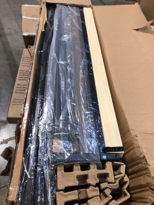 Photo 1 of ***POSSIBLE MISSING PARTS***Zinus Suzanne Bamboo and Metal Platform Bed Frame, 7-Inch Low Profile, Solid Steel Construction, No Box Spring Needed, Wood Slat Support, Easy Assembly, Grey Wash, Full***POSSIBLE MISSING PARTS***