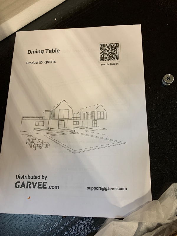 Photo 1 of ***MISSING HARDWARE***GarveeHome Farmhouse Dining Table for 6-8 People, 71 in Long Kitchen Tables with Wooden Sturdy Frame, 6 ft Large Rectangular Dinner Table for Dining Room, Kitchen, Black, 71" Non-extendable